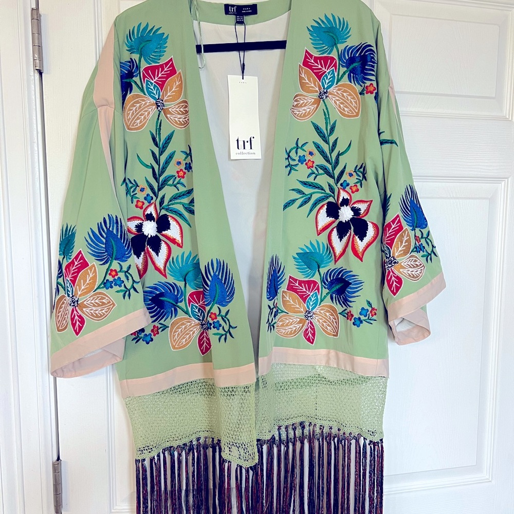Zara Embroidered Fringe Kimono - Picture 7 of 14